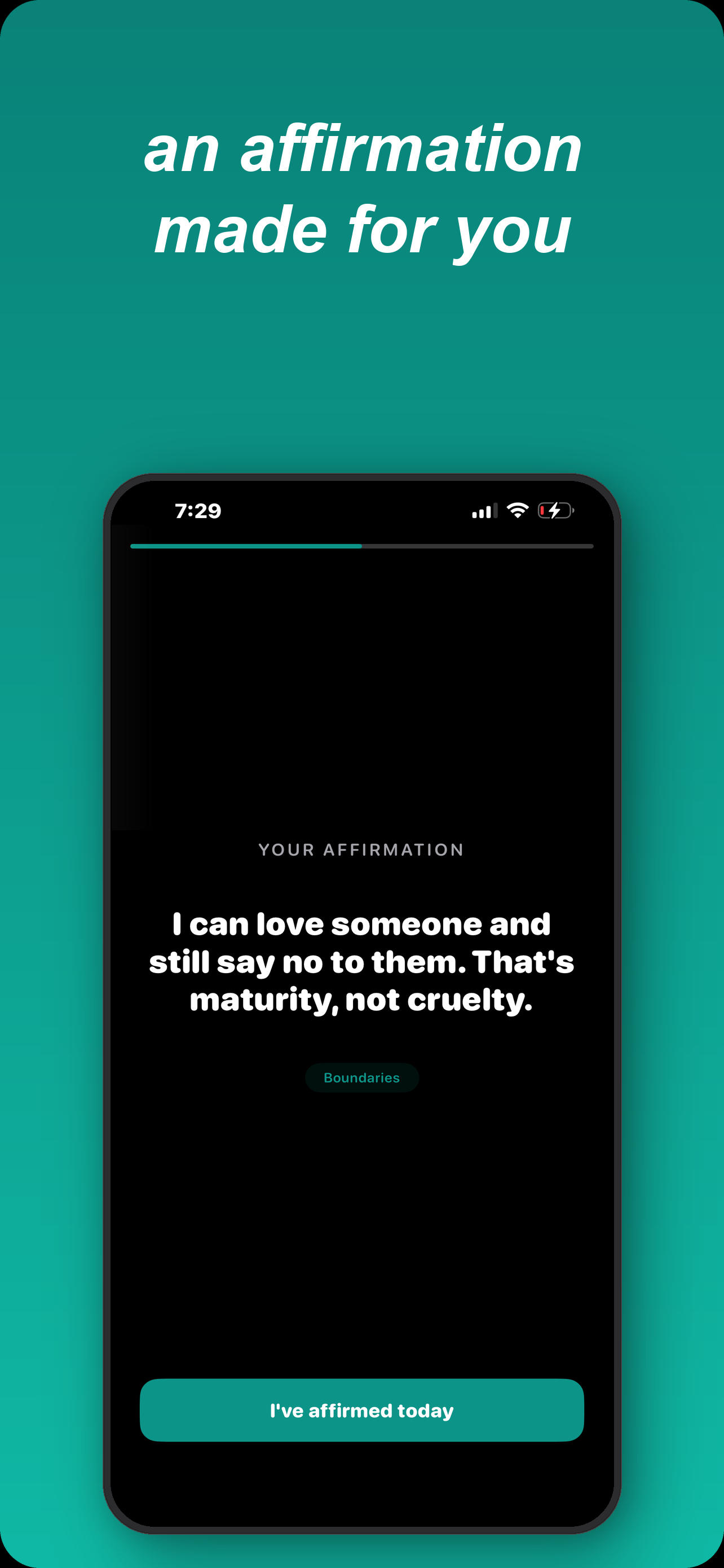 An affirmation made for you — daily affirmation screen